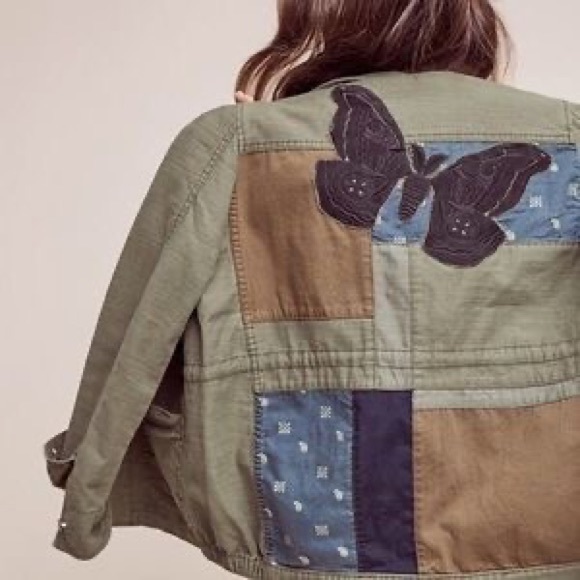HEI HEI Anthropologie Upcycled Patchwork Embroidered Utility Military Vest Small - Picture 3 of 11